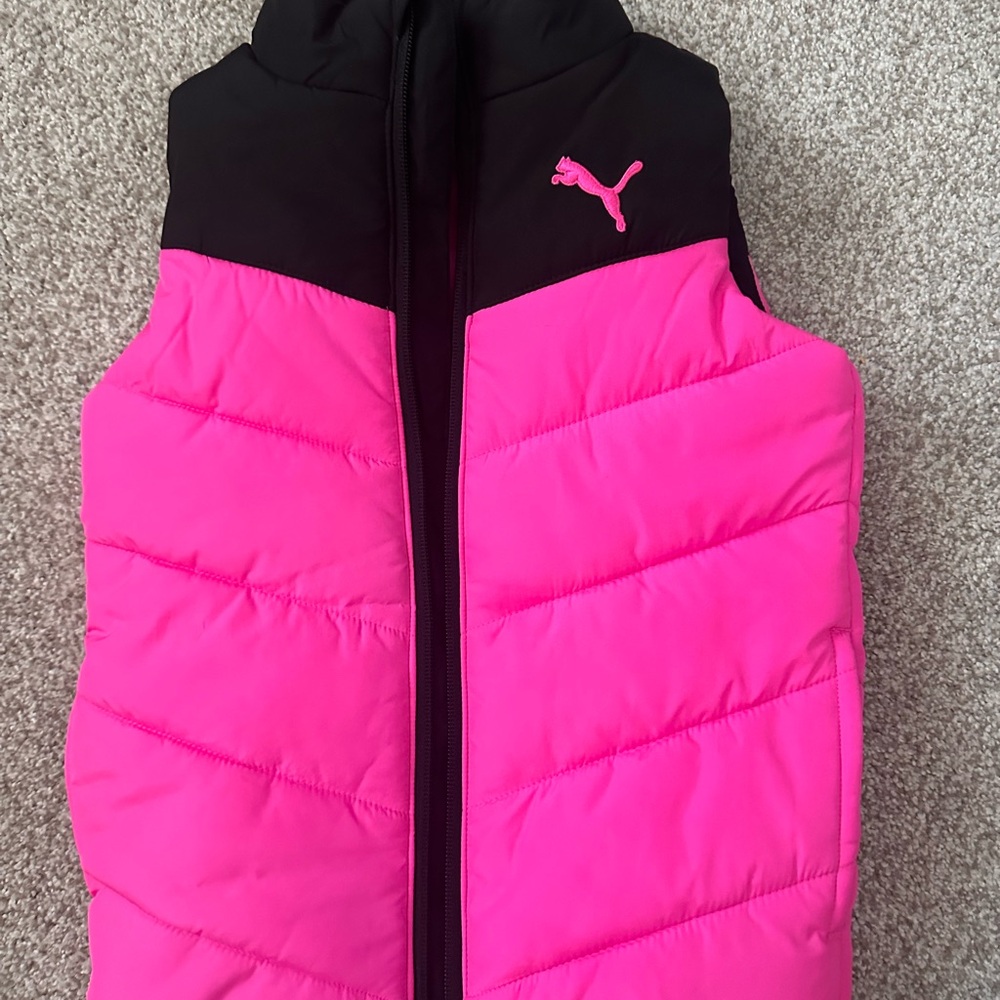 Puma Pink and Black Puffer Vest